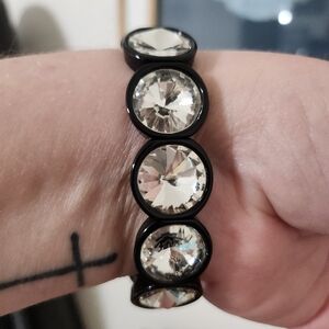 Plunder Design Black Elastic Bracelet with Crystals around it. Excellent Conditi